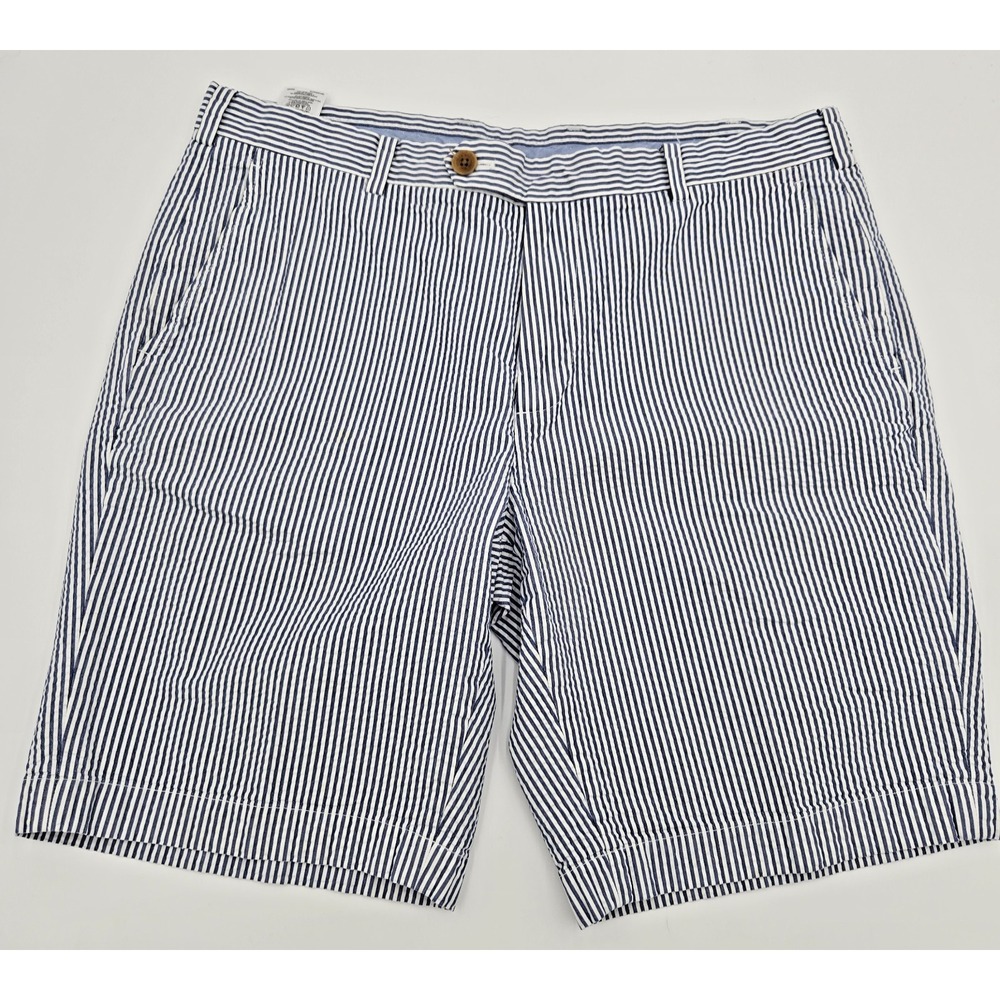 Brooks Brothers Seersucker Shorts Men's Size W 36 Blue White Striped 9" Inseam